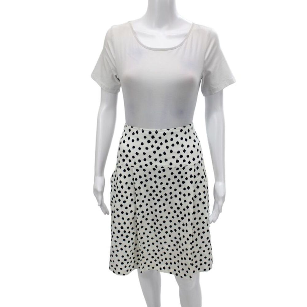 Oscar de la Renta Women Skater Skirt White Polka Dot Knee Length Size 12